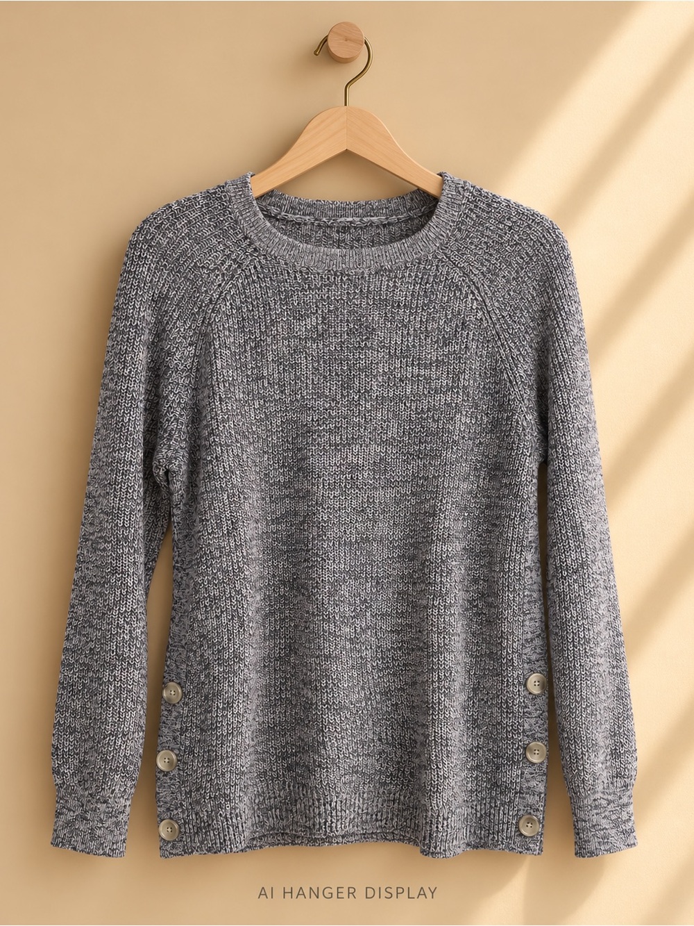 LOFT Heathered Blue Sweater with Buttons